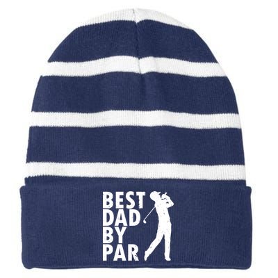 Best Dad By Par Striped Beanie with Solid Band