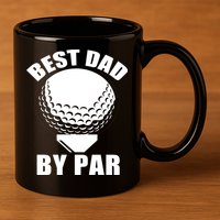 Best Dad By Par Funny Golf Dad 11oz C Handle Ceramic Mug