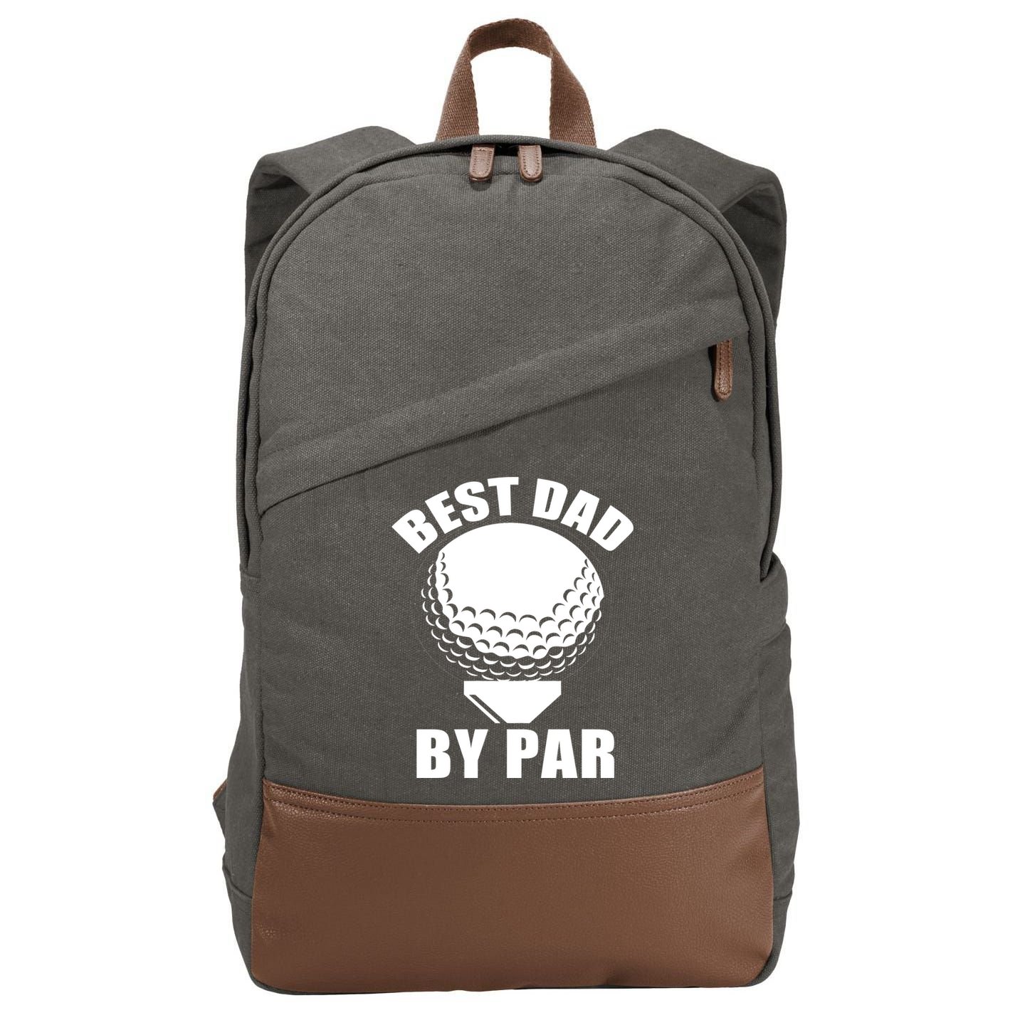 Best Dad By Par Funny Golf Dad Cotton Canvas Backpack