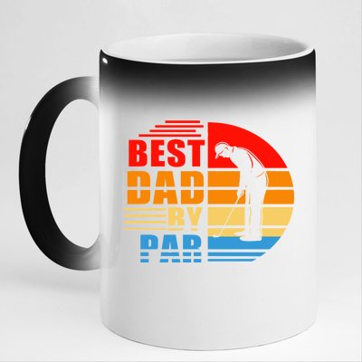 Best Dad By Par Retro Golf Sunset 11oz Black Color Changing Mug