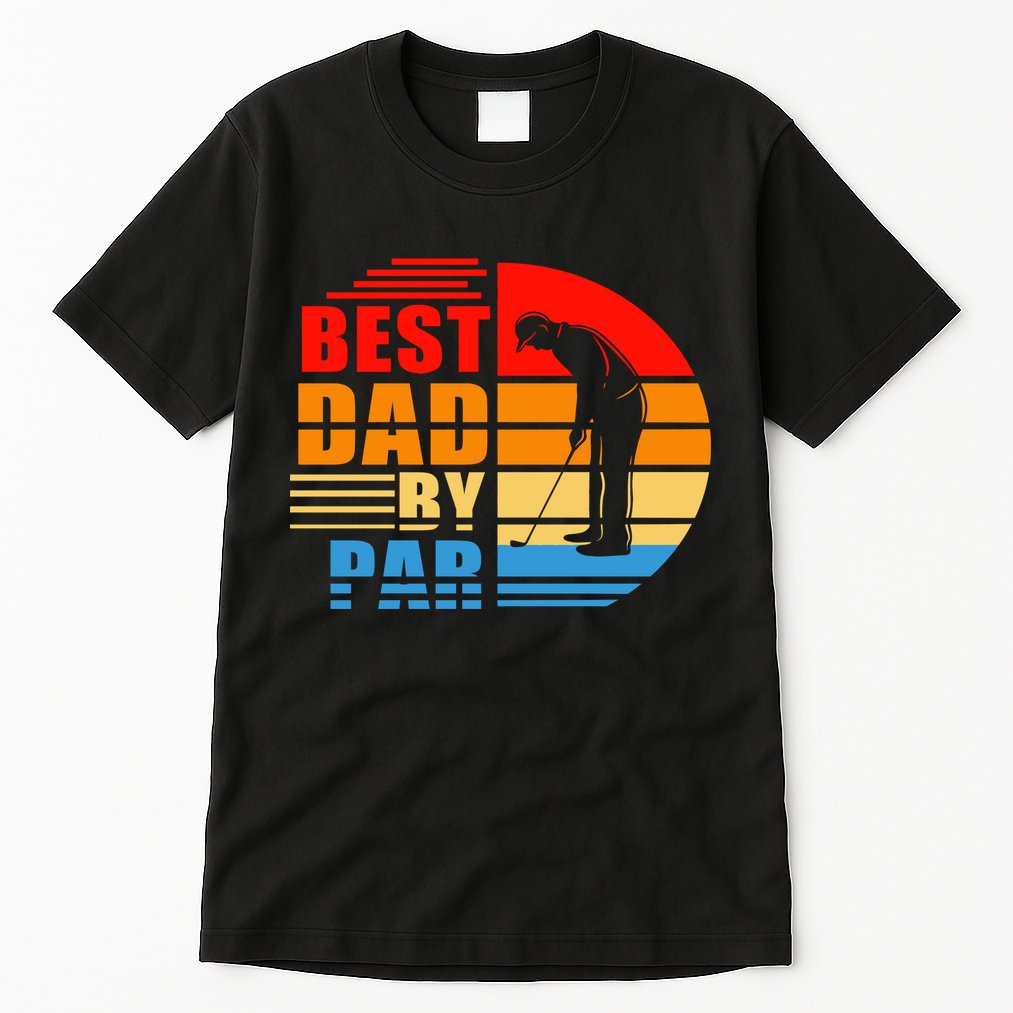Best Dad By Par Retro Golf Sunset Tall T-Shirt