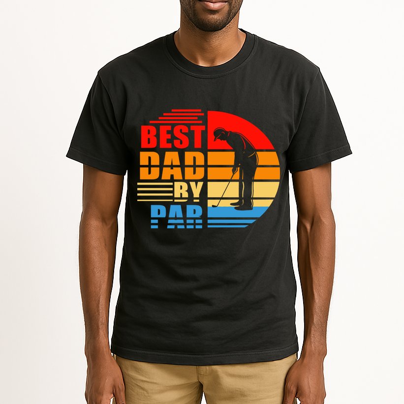 Best Dad By Par Retro Golf Sunset Tall T-Shirt