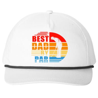 Best Dad By Par Retro Golf Sunset Snapback Five-Panel Rope Hat