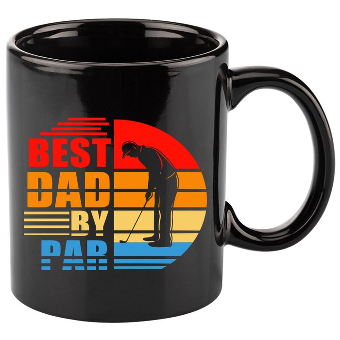 Best Dad By Par Retro Golf Sunset 11oz C Handle Ceramic Mug