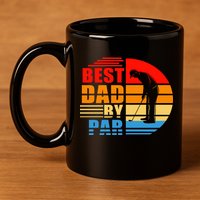 Best Dad By Par Retro Golf Sunset 11oz C Handle Ceramic Mug
