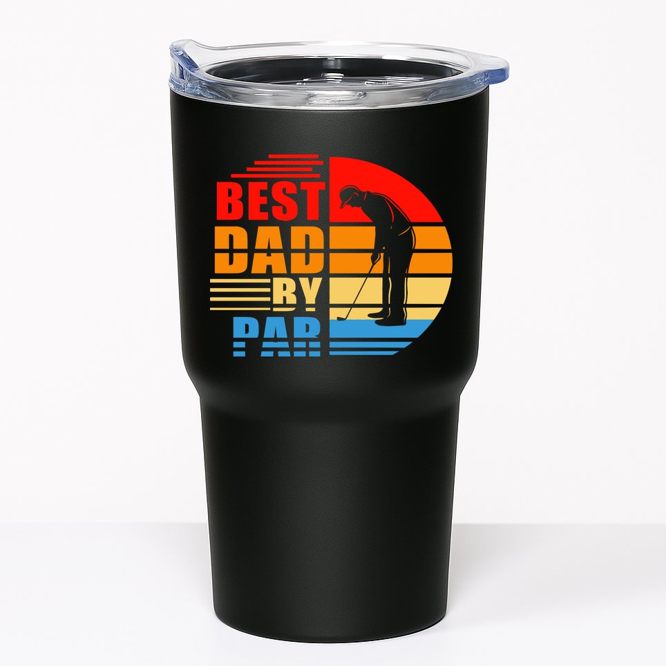 Best Dad By Par Retro Golf Sunset Tumbler