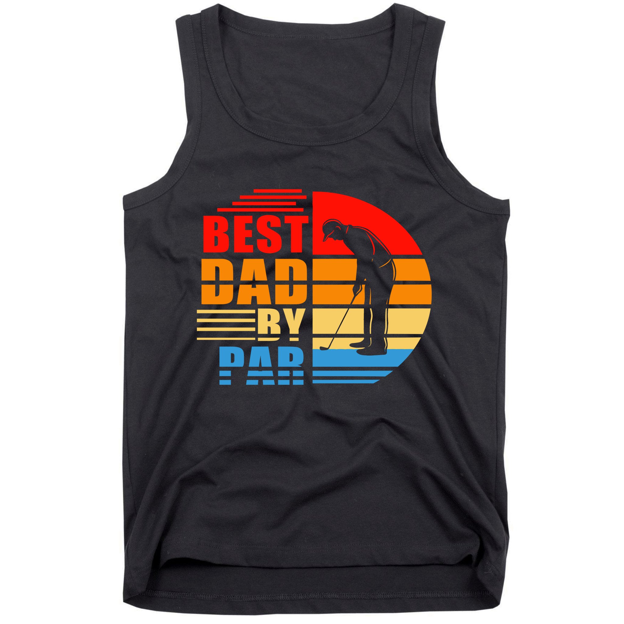 Best Dad By Par Retro Golf Sunset Tank Top