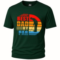 Best Dad By Par Retro Golf Sunset Cooling Performance Crew T-Shirt