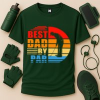 Best Dad By Par Retro Golf Sunset Cooling Performance Crew T-Shirt