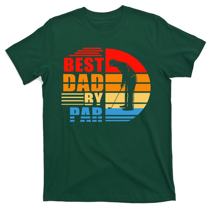 Best Dad By Par Retro Golf Sunset T-Shirt