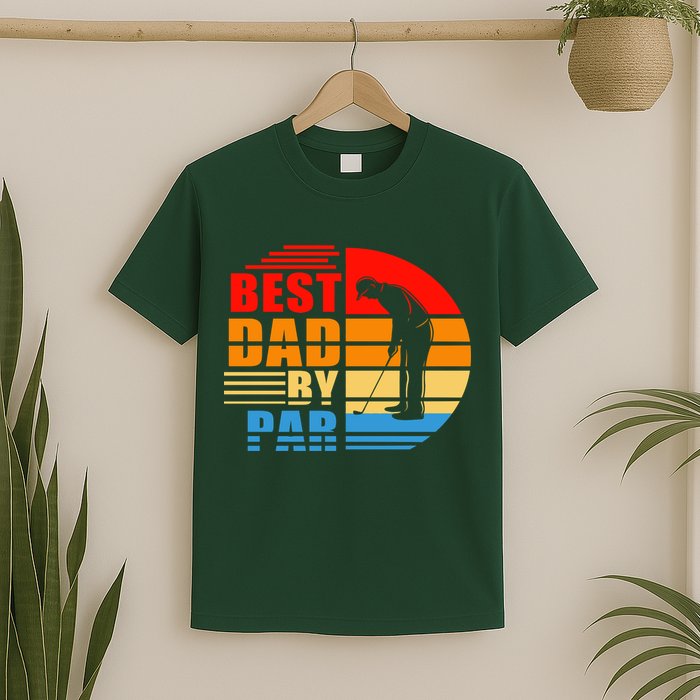 Best Dad By Par Retro Golf Sunset T-Shirt