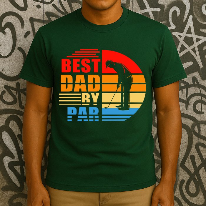 Best Dad By Par Retro Golf Sunset T-Shirt