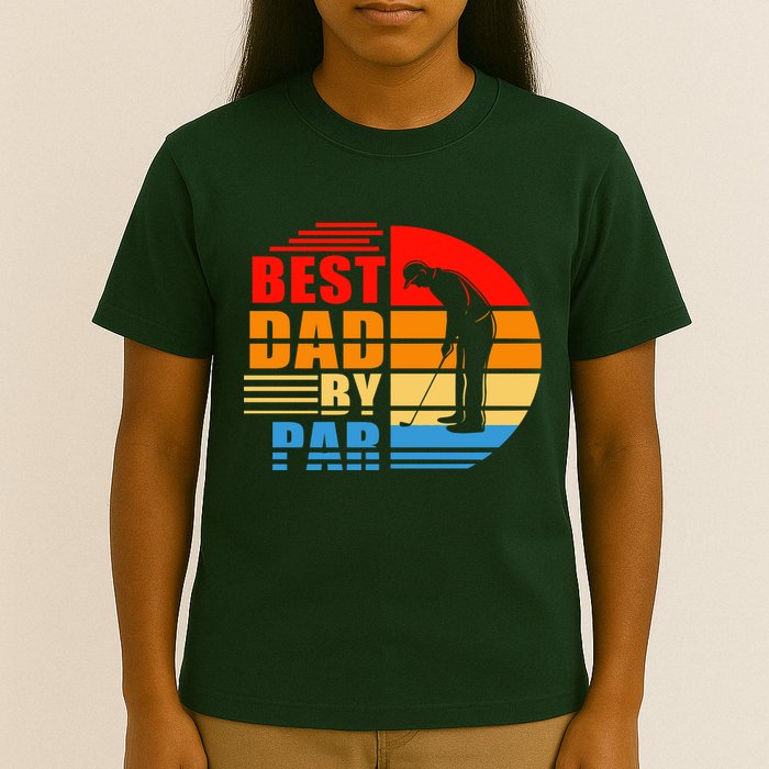 Best Dad By Par Retro Golf Sunset T-Shirt