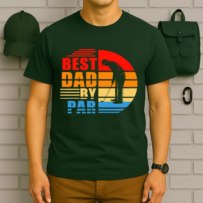 Best Dad By Par Retro Golf Sunset T-Shirt