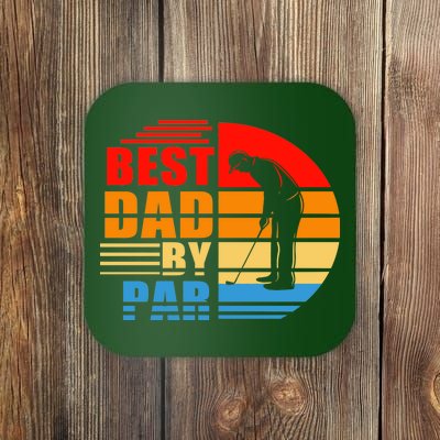 Best Dad By Par Retro Golf Sunset Coaster