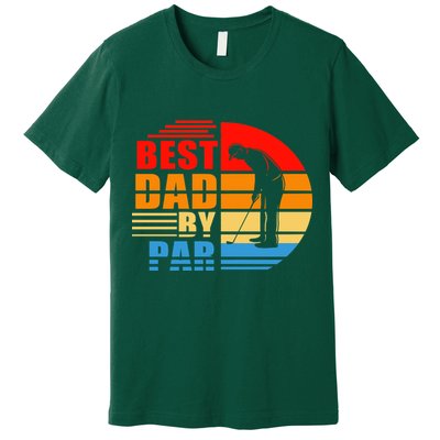 Best Dad By Par Retro Golf Sunset Premium T-Shirt