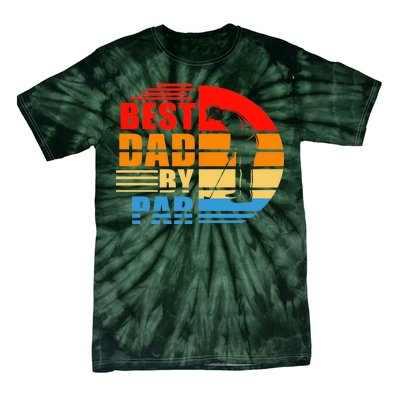 Best Dad By Par Retro Golf Sunset Tie-Dye T-Shirt