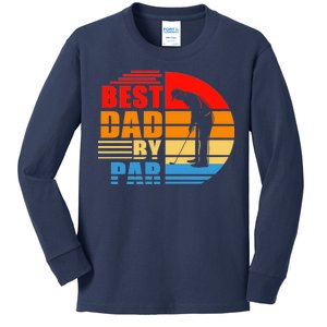 Best Dad By Par Retro Golf Sunset Kids Long Sleeve Shirt