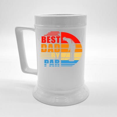 Best Dad By Par Retro Golf Sunset Beer Stein