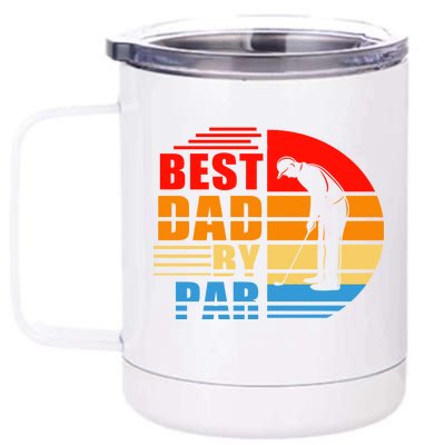 Best Dad By Par Retro Golf Sunset 12 oz Stainless Steel Tumbler Cup