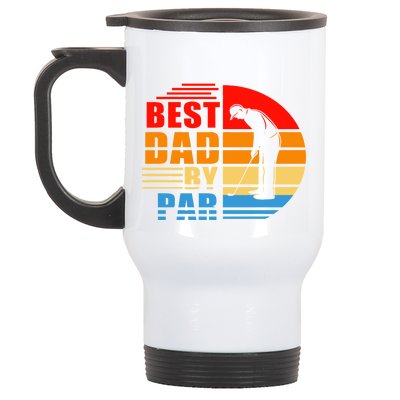 Best Dad By Par Retro Golf Sunset Stainless Steel Travel Mug