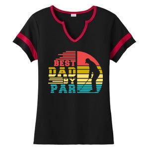 Best Dad By Par Retro Sunset Ladies Halftime Notch Neck Tee