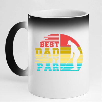 Best Dad By Par Retro Sunset 11oz Black Color Changing Mug