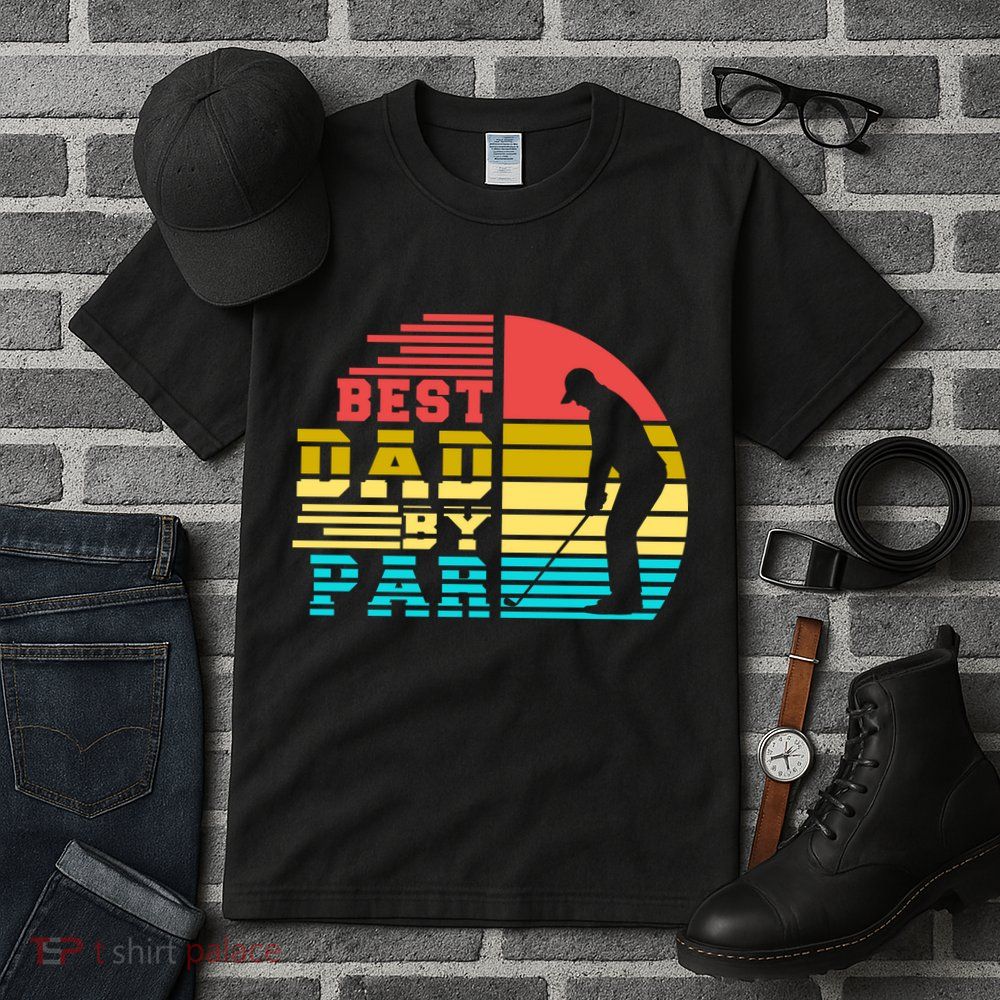 Best Dad By Par Retro Sunset Tall T-Shirt