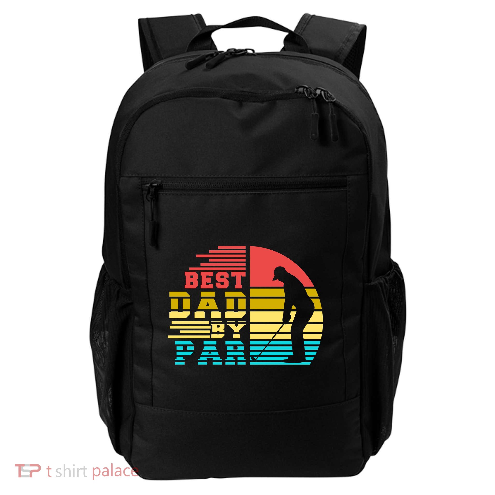 Best Dad By Par Retro Sunset Backpack