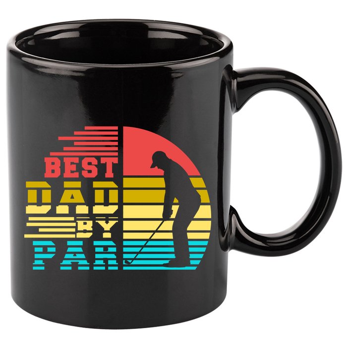 Best Dad By Par Retro Sunset 11oz C Handle Ceramic Mug