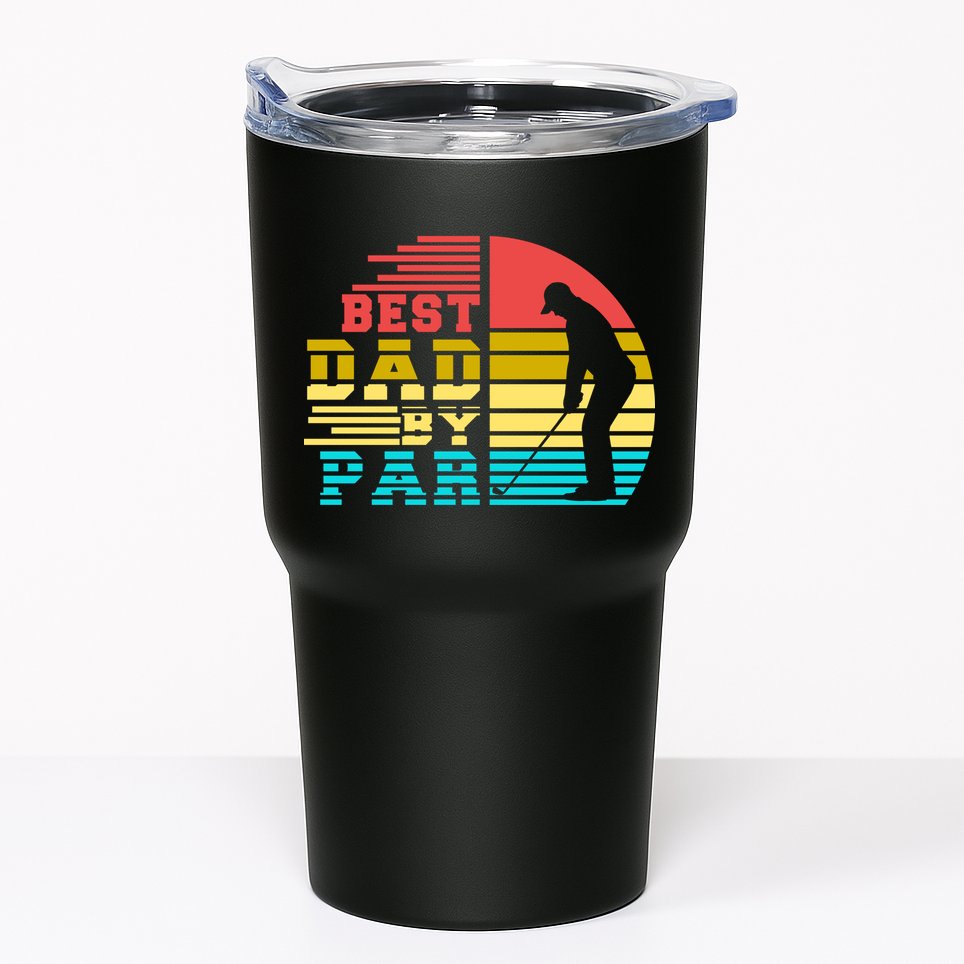 Best Dad By Par Retro Sunset Tumbler