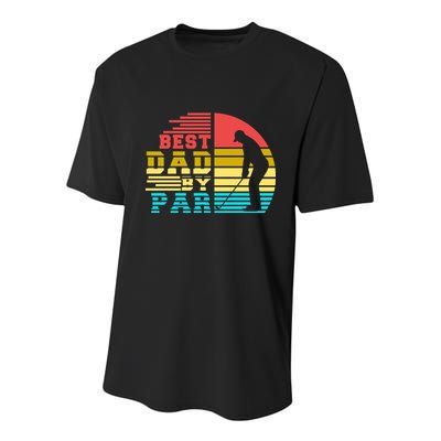 Best Dad By Par Retro Sunset Youth Performance Sprint T-Shirt