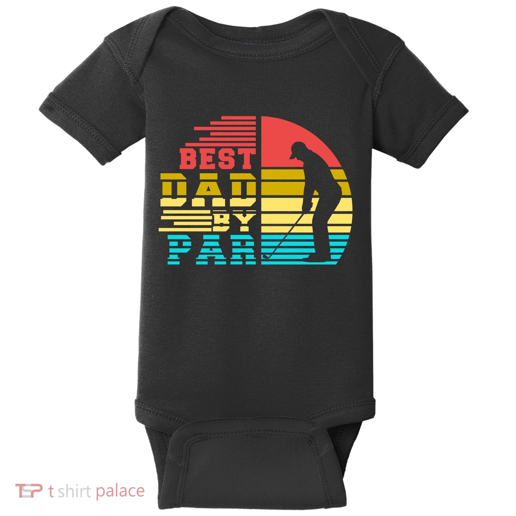 Best Dad By Par Retro Sunset Baby Bodysuit