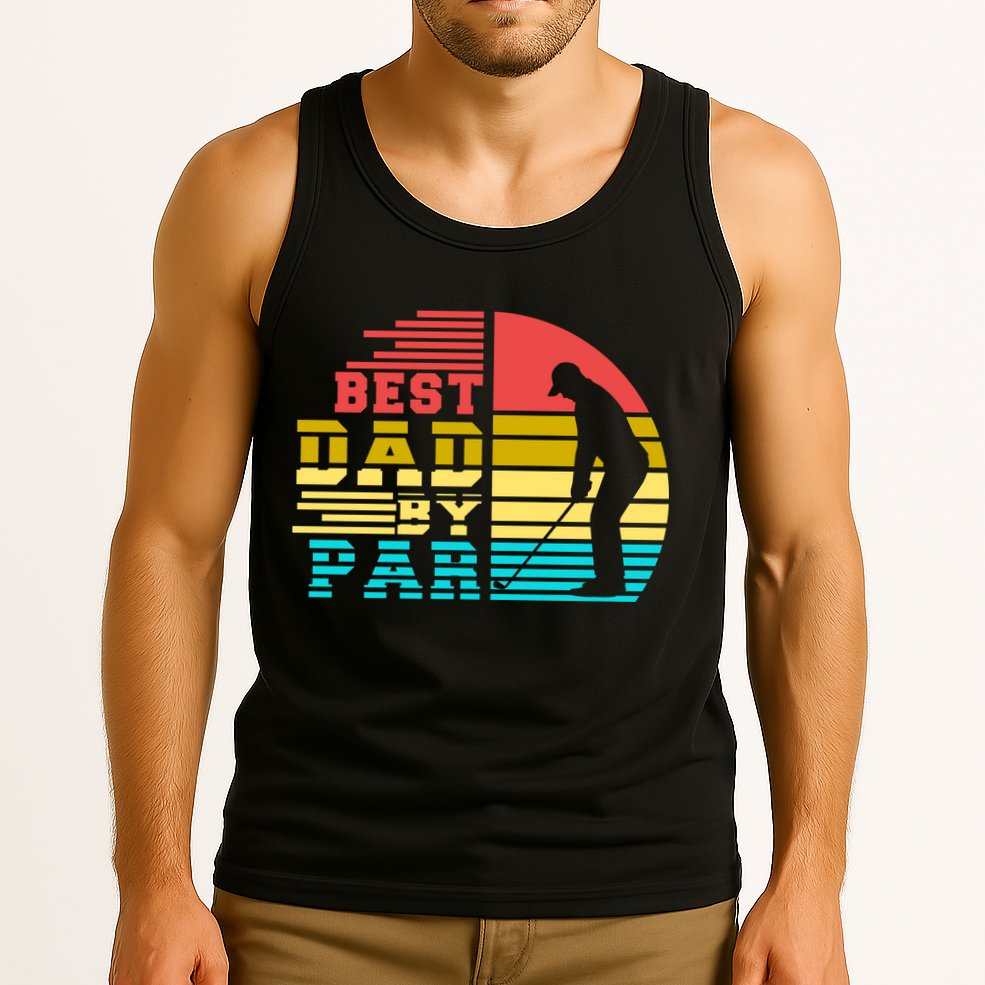 Best Dad By Par Retro Sunset Tank Top
