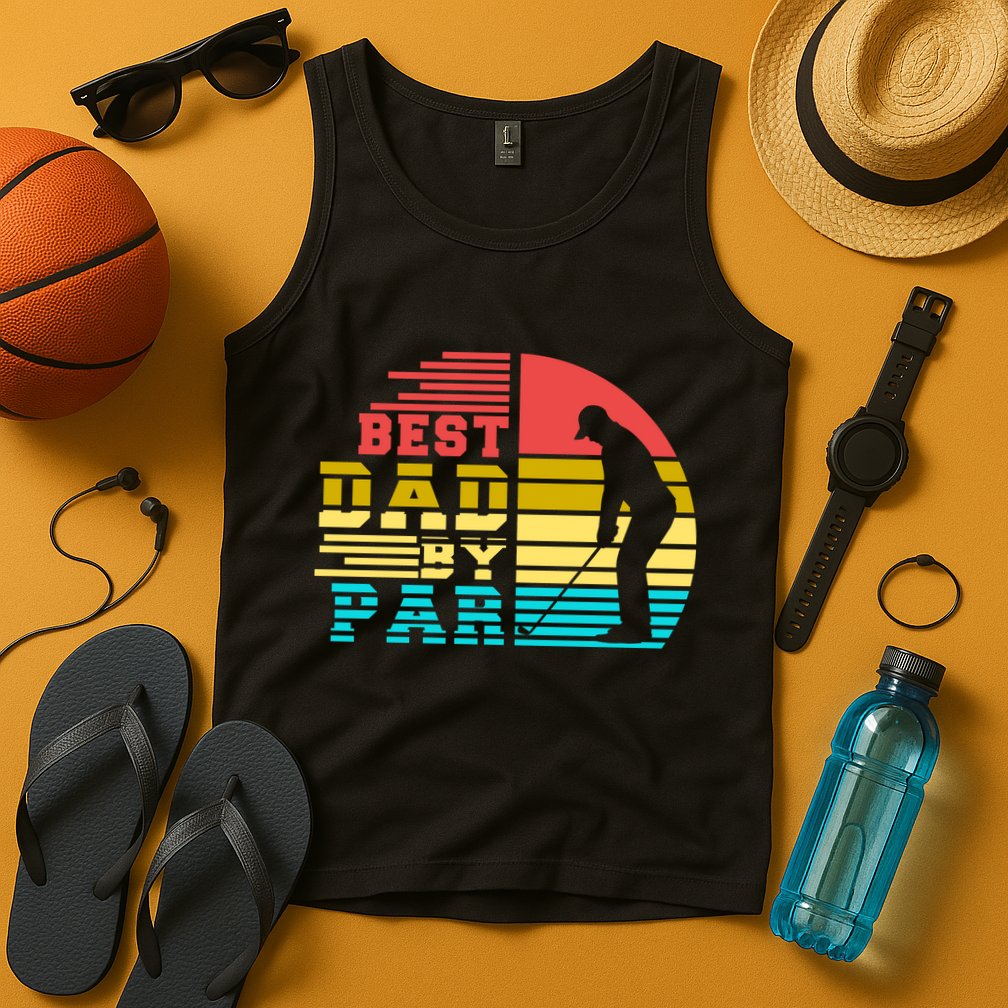 Best Dad By Par Retro Sunset Tank Top