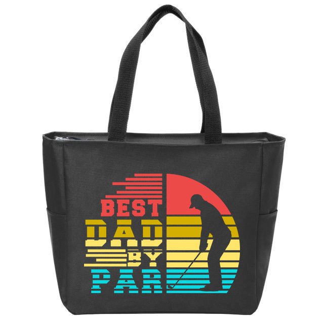 Best Dad By Par Retro Sunset Zip Tote Bag