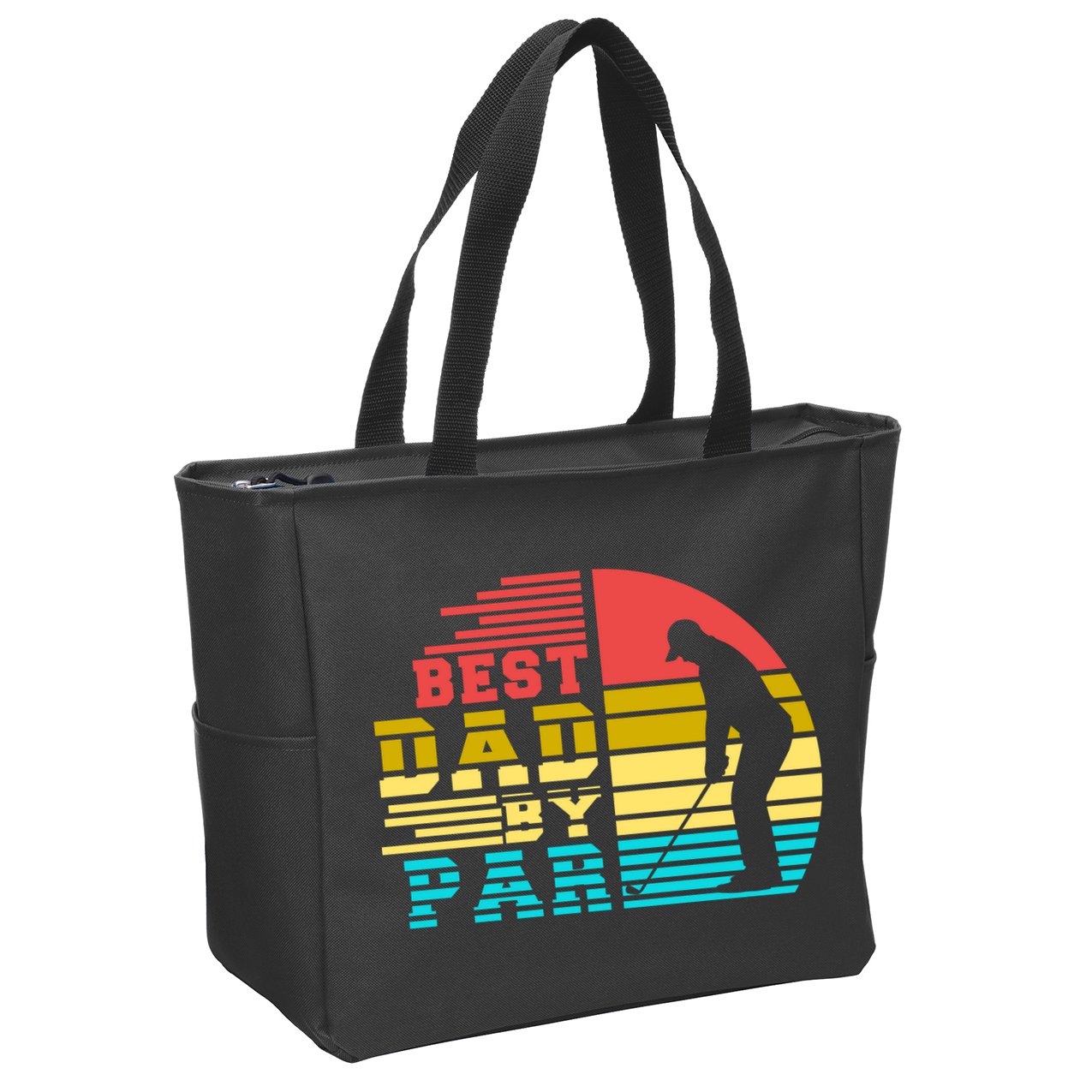 Best Dad By Par Retro Sunset Zip Tote Bag