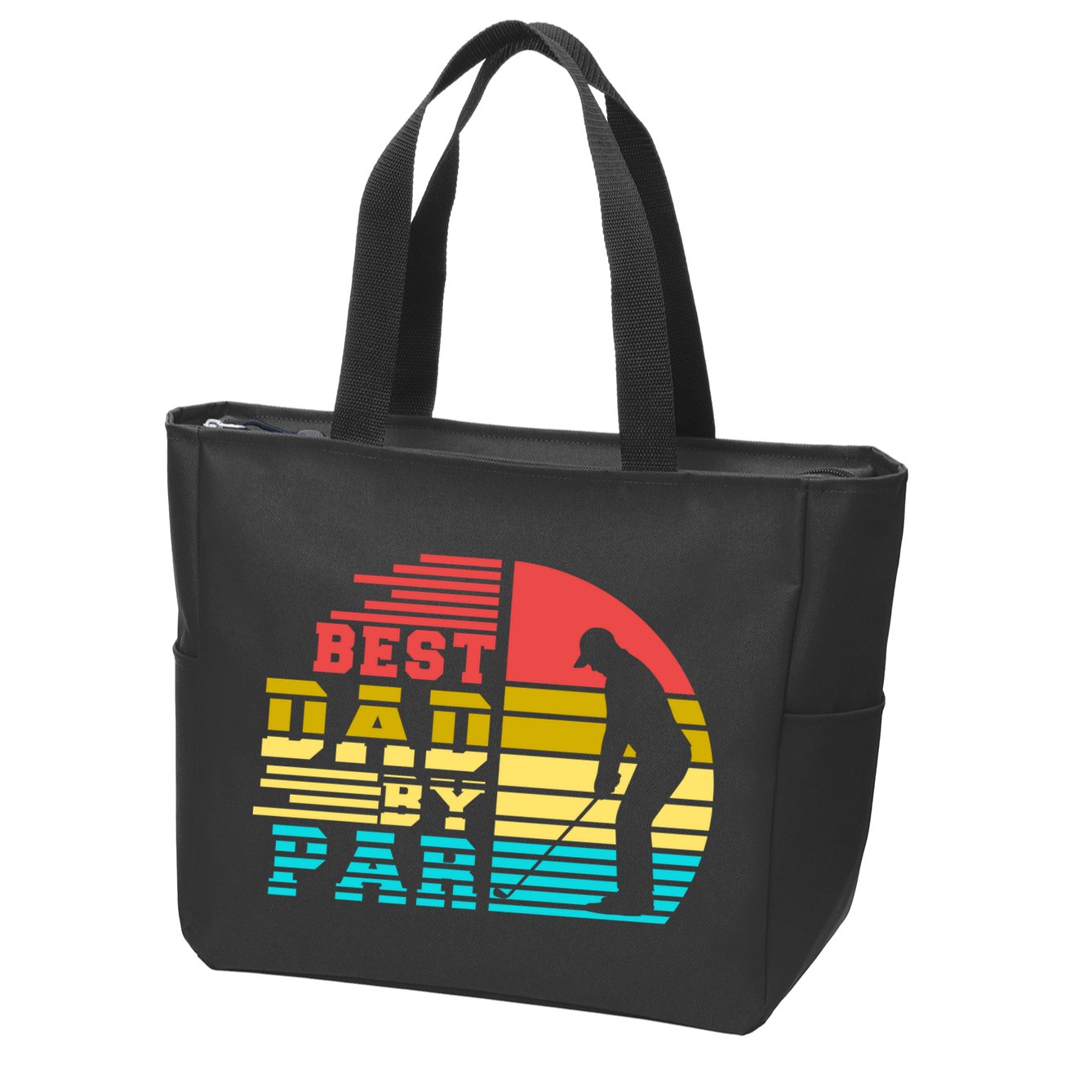 Best Dad By Par Retro Sunset Zip Tote Bag