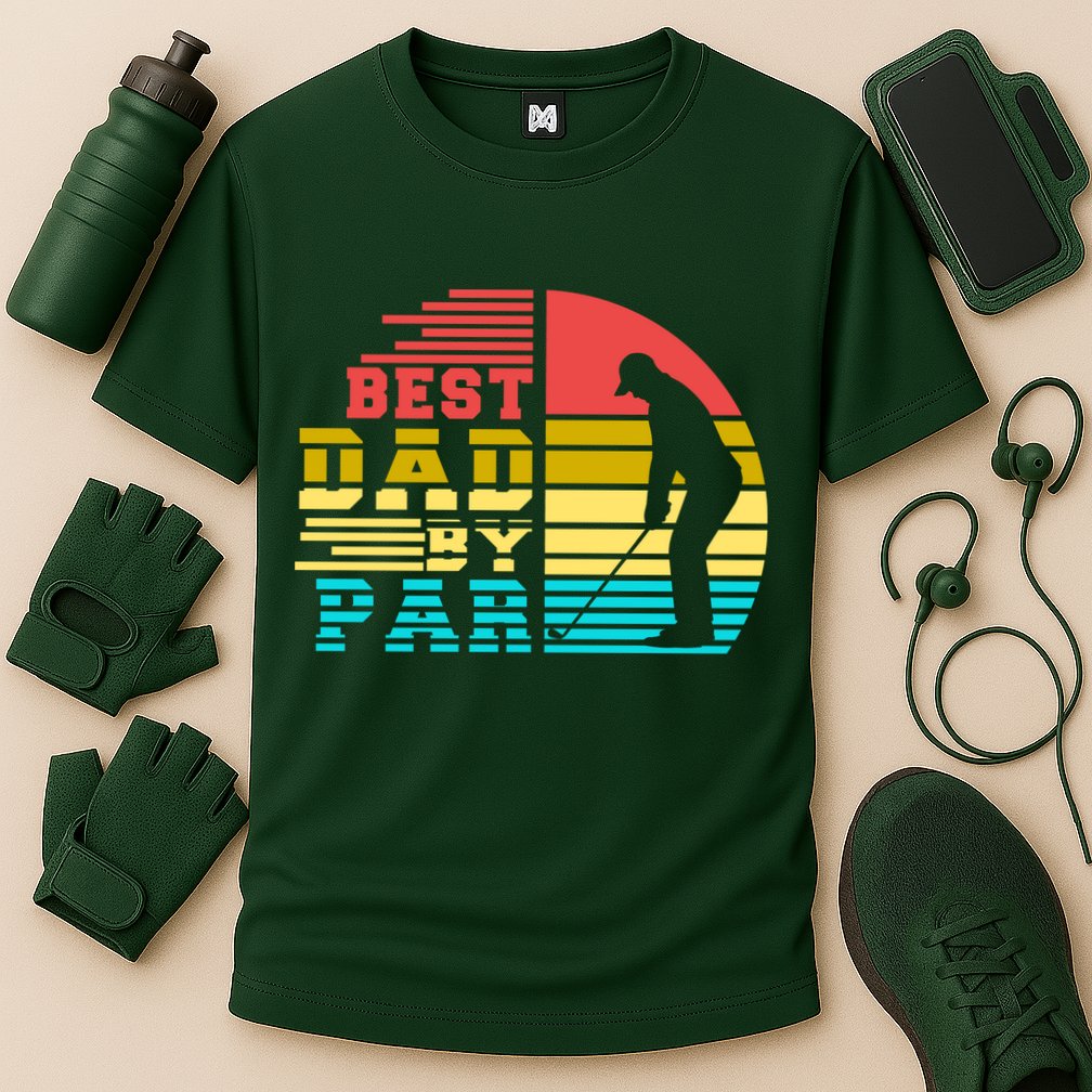 Best Dad By Par Retro Sunset Cooling Performance Crew T-Shirt