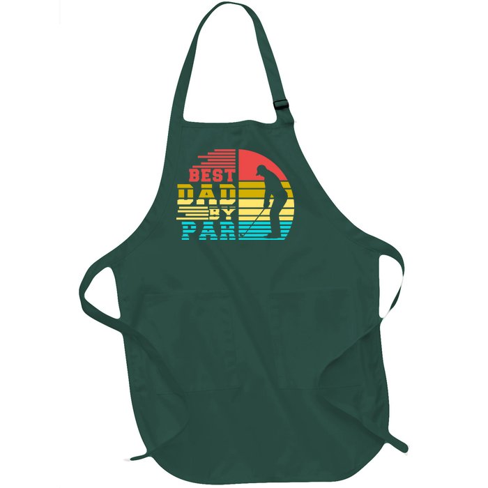 Best Dad By Par Retro Sunset Full-Length Apron With Pockets