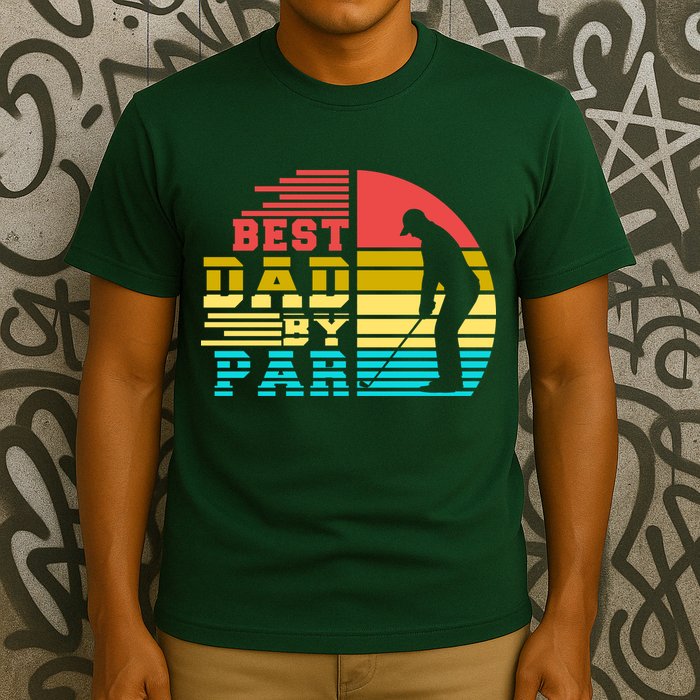 Best Dad By Par Retro Sunset T-Shirt