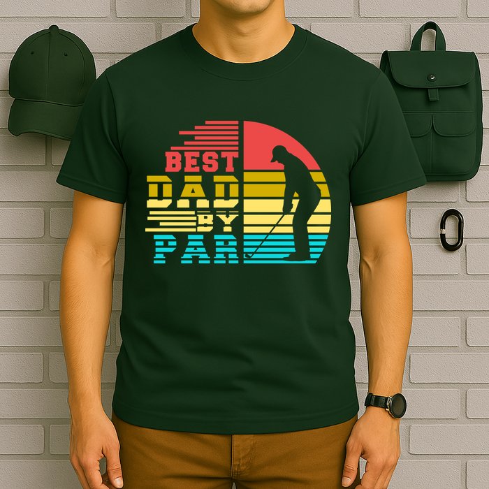 Best Dad By Par Retro Sunset T-Shirt