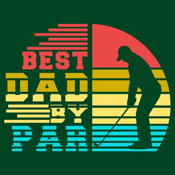 Best Dad By Par Retro Sunset Button