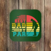 Best Dad By Par Retro Sunset Coaster