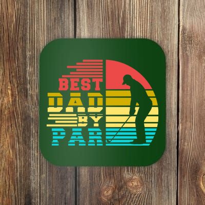 Best Dad By Par Retro Sunset Coaster