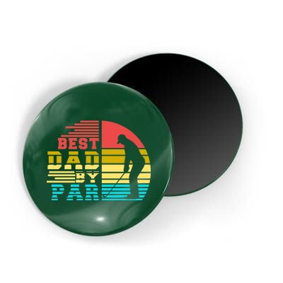 Best Dad By Par Retro Sunset Magnet