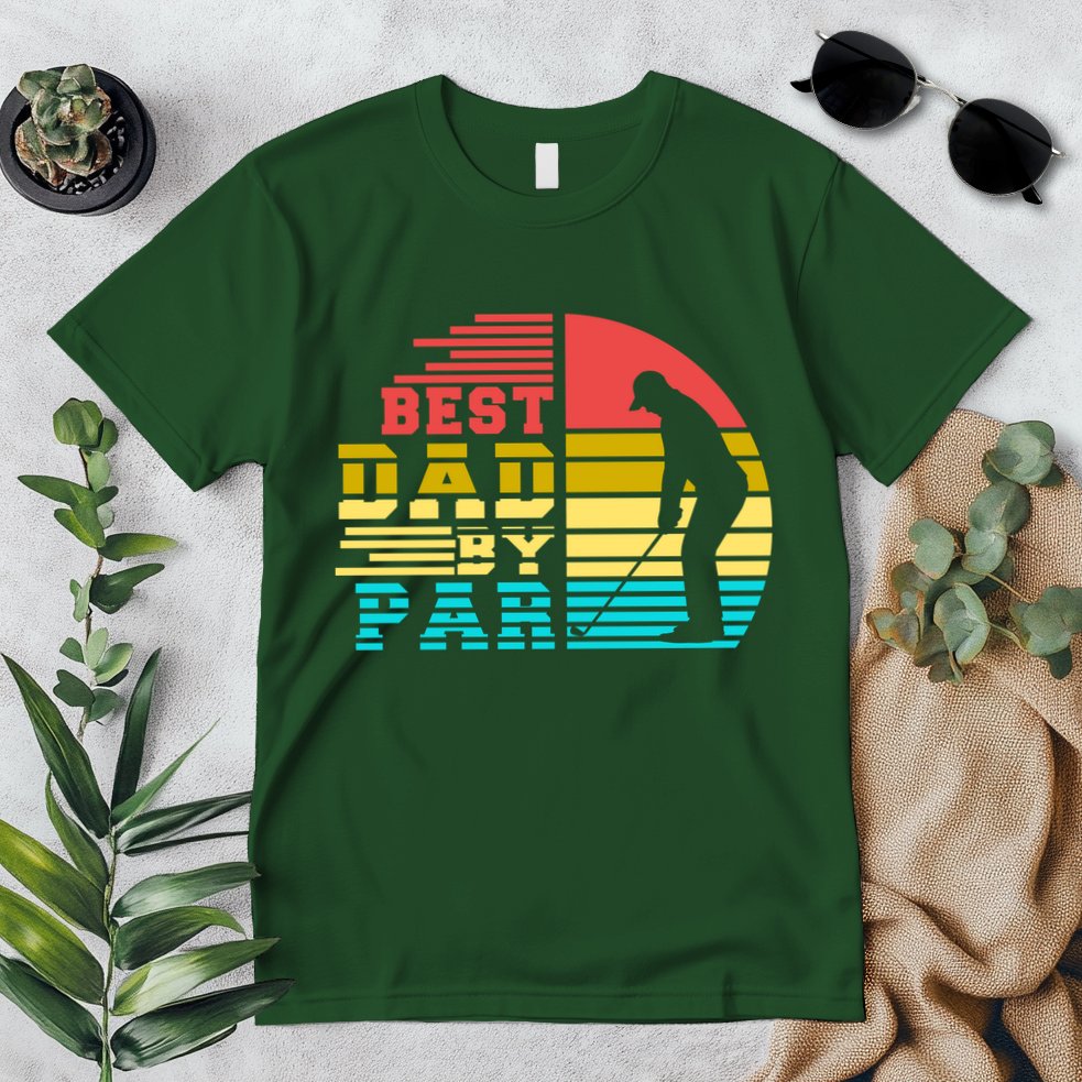 Best Dad By Par Retro Sunset Premium T-Shirt