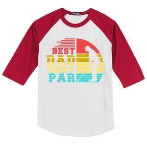 Best Dad By Par Retro Sunset Kids Colorblock Raglan Jersey