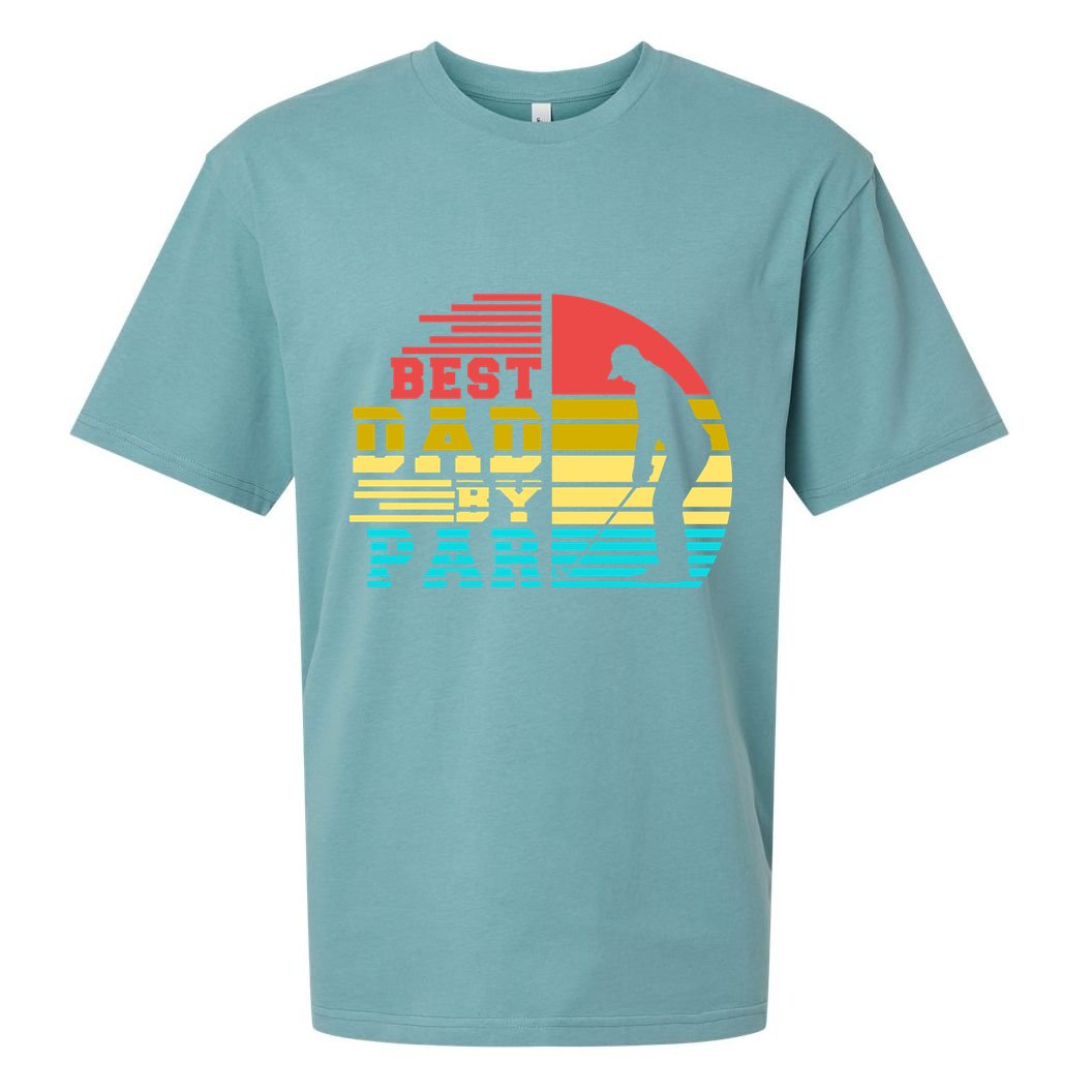Best Dad By Par Retro Sunset Sueded Cloud Jersey T-Shirt