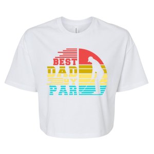 Best Dad By Par Retro Sunset Bella+Canvas Jersey Crop Tee